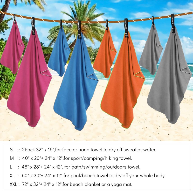 HOEAAS 2 Pack Microfiber Camping Towels, Quick Dry Towel, Super Absorbent Ultra Compact Travel Towel Soft Lightweight Sports Towel for Sweat Fast Drying Towels for Pool,Gym,Hiking,Backpacking,Fitness - Image 3